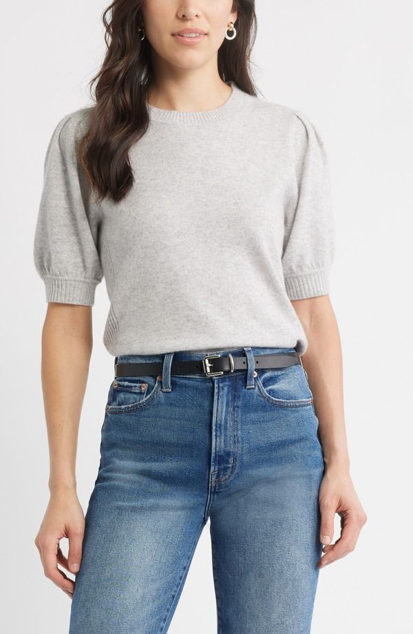 キャスロン レディース アウター ニット・セーター ウール Caslon Puff Sleeve Wool Cashmere Sweater GREY LIGHT HEATHER グレー 16,775円