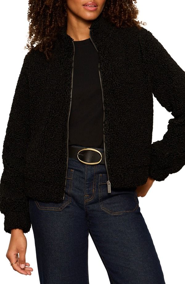 サンクチュアリー レディース アウター ジャケット・ブルゾン プチ Sanctuary Cloud Nine Faux Fur Bomber Jacket Petite Regular BLACK ブ
