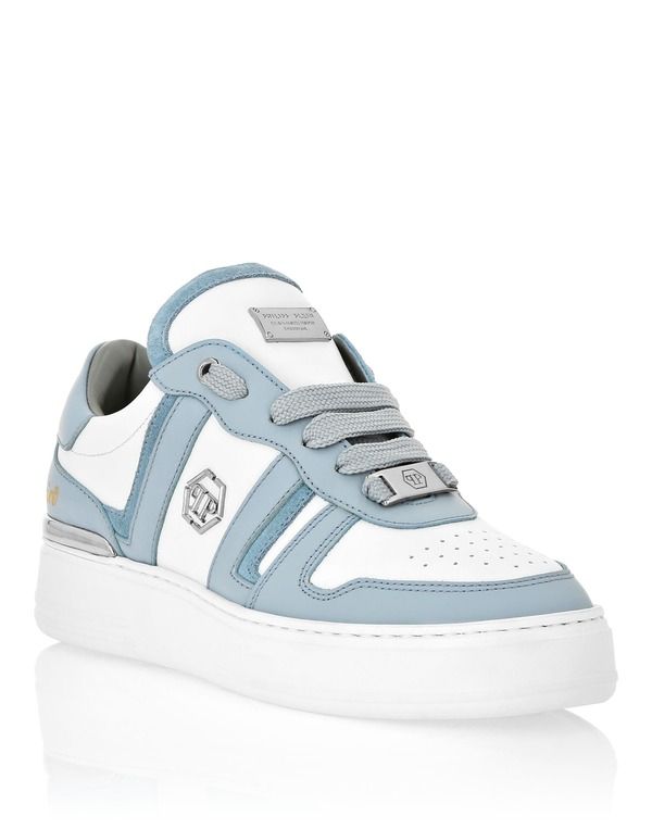 フィリッププレイン レディース シューズ スニーカー PHILIPPLEIN Low Top Sneakerstripes Unisex Unisex light blue ライトブルー