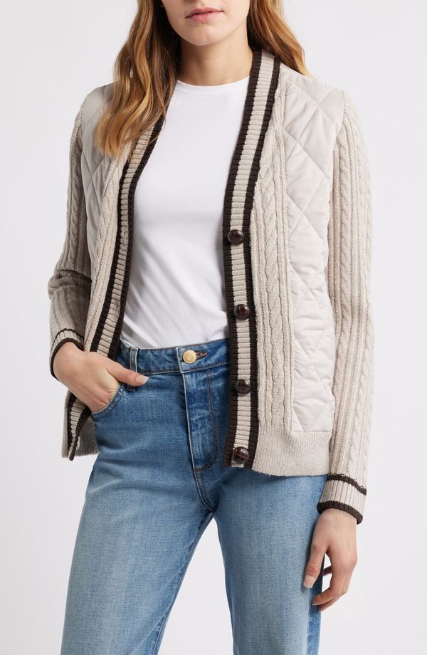 シティブルース レディース アウター ジャケット・ブルゾン キルティング カーディガン CITY BLUES Quilted Cable Stitch Cardigan CHAMPAGNE シャンパン