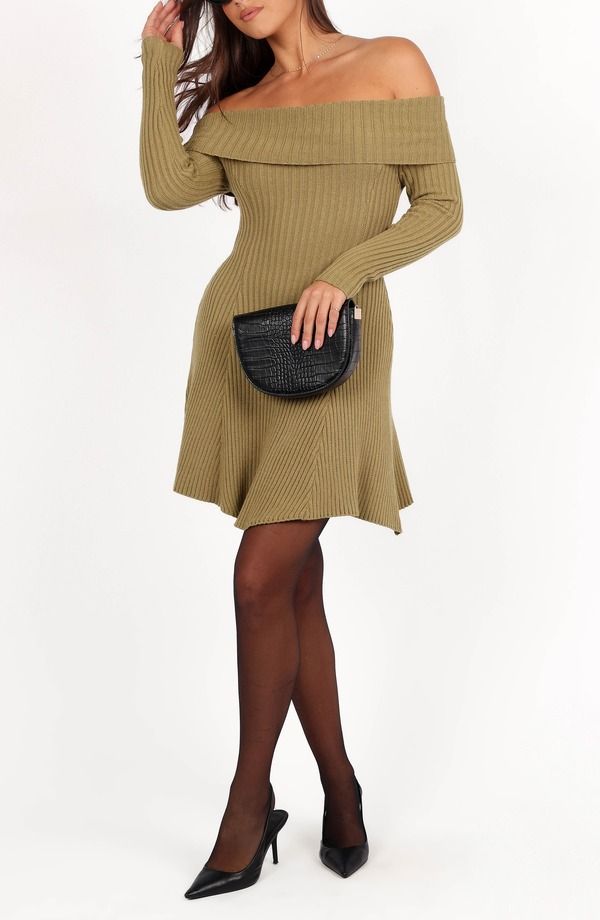 ペタルアンドパップ レディース アウター ニット・セーター Petal Pup Franciscoff the Shoulder Long Sleeve Sweater Dress OLIVE オリー 17,235円
