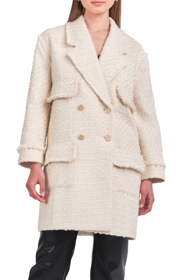 エンドレスローズ レディース アウター ジャケット・ブルゾン ツイード コート Endless Rose Double Breasted Tweed Coat CREAM クリーム
