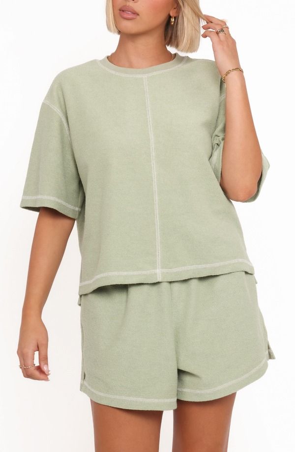 ペタルアンドパップ レディース トップス Tシャツ ショートパンツ ニット Petal Pup Melody KnitShirt Shortset MATCHA