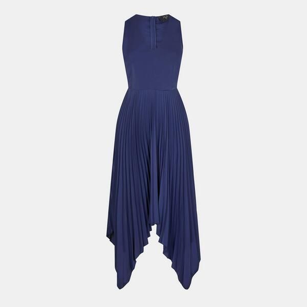 アックスパリ レディース ボトムスカート Vネック ミディワンピース プリーツ ミディ AX Paris V Neck Pleated Skirt Belted Waist Midi Dress Bl
