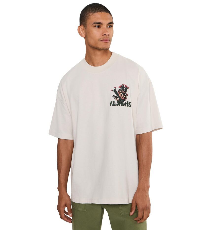 オールセインツ メンズ トップス シャツ AllSaints Cacti Short Sleeve Crew Dusk White ホワイト