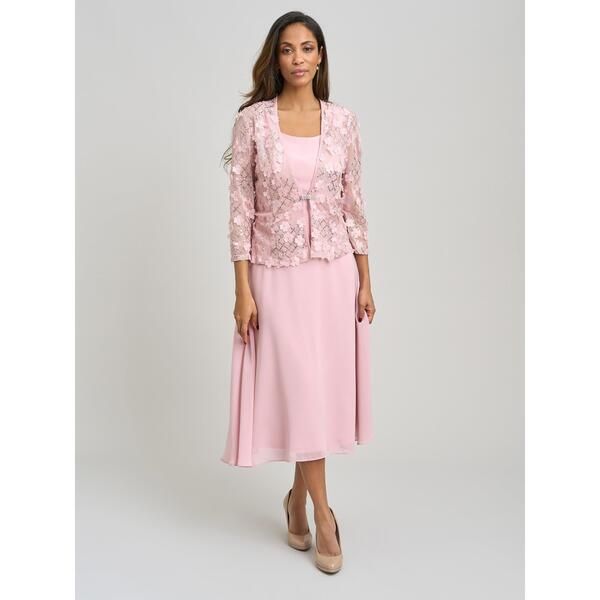 ジーナバッコーニ レディース アウター ジャケット・ブルゾン シフォン ミディワンピース ミディ レース Gina Bacconi Patty Lace Jacket And Chiffon Midi 81,840円