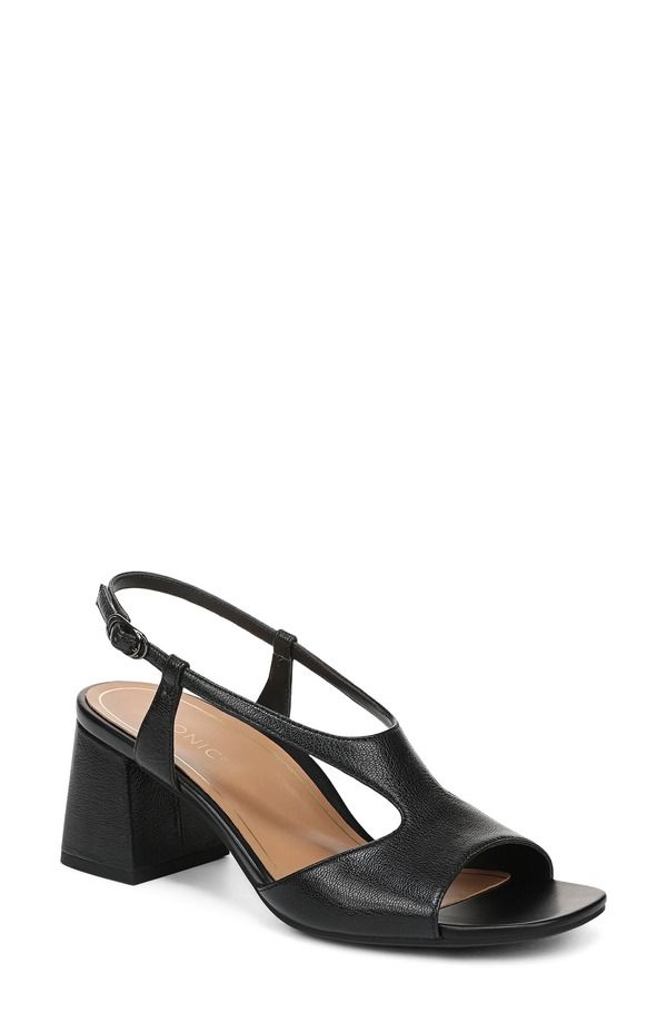 バイオニック レディース シューズ ヒール サンダル Vionic Raquel Block Heel Sandal Women BLACK LEATHER ブラック