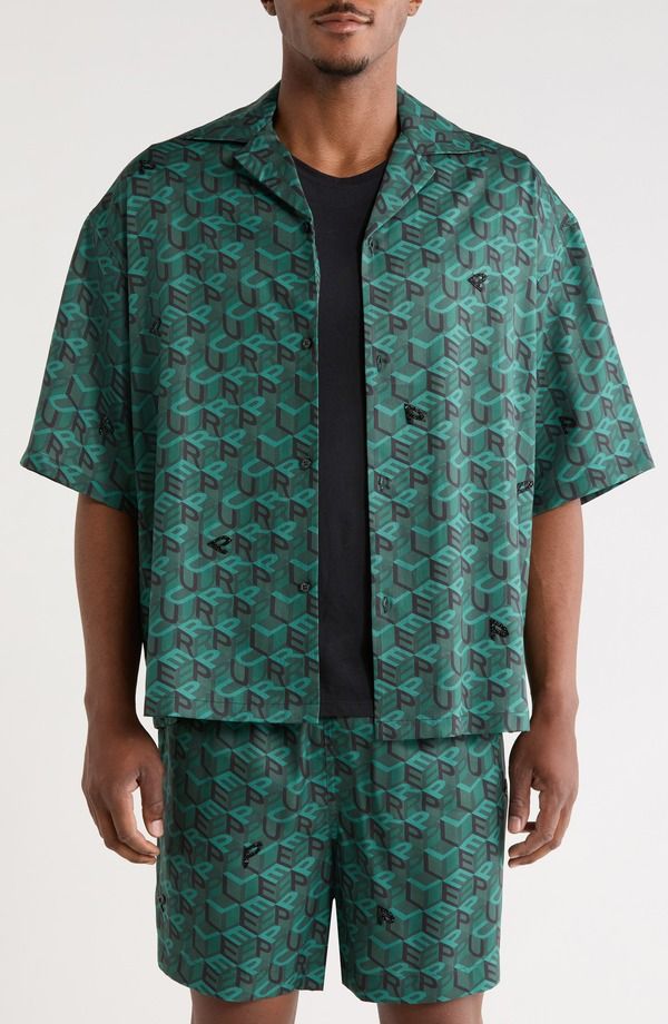 パープルブランド メンズ トップス シャツ PURPLE BRAND Resort Camp Shirt GREEN グリーン 53,880円