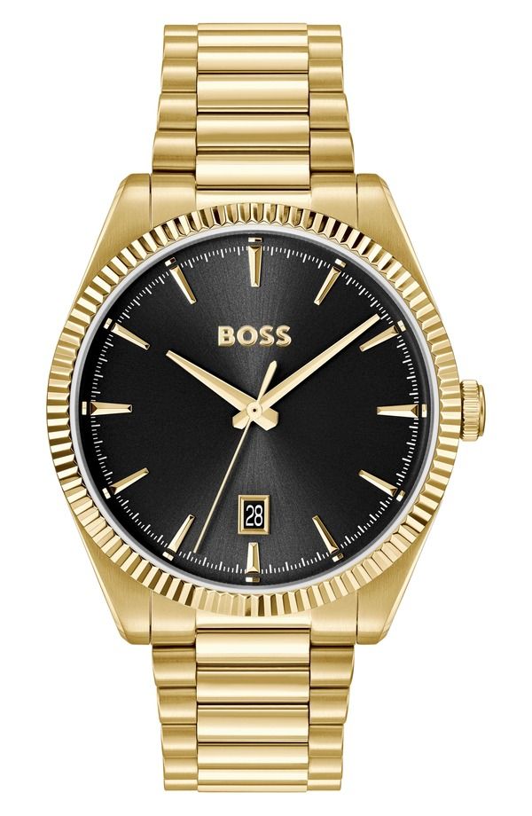 ボス メンズ アクセサリー 腕時計 BOSS Cheswick Goldtone Bracelet Watch 40mm BLACK ブラック