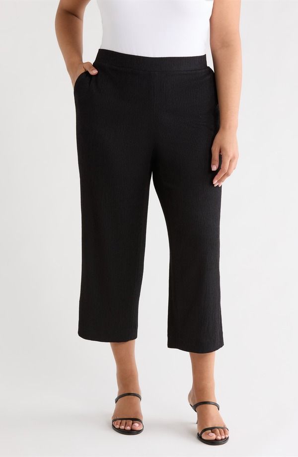 AK アンクライン レディース ボトムス レギンス プラスサイズ パンツ AK ANNE KLEIN CropullOn Pants Plus ANNE BLACK ブラック