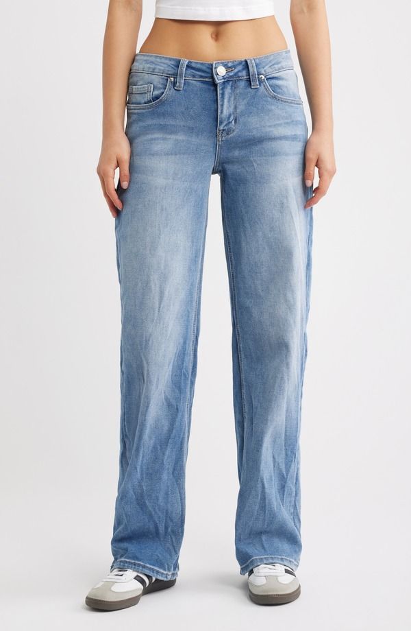 ワイエム レディース ボトムス デニムパンツ ワイドレッグ ジーンズ YMI Bella Butterfly Wide Leg Jeans LIGHT BLUE ブルー