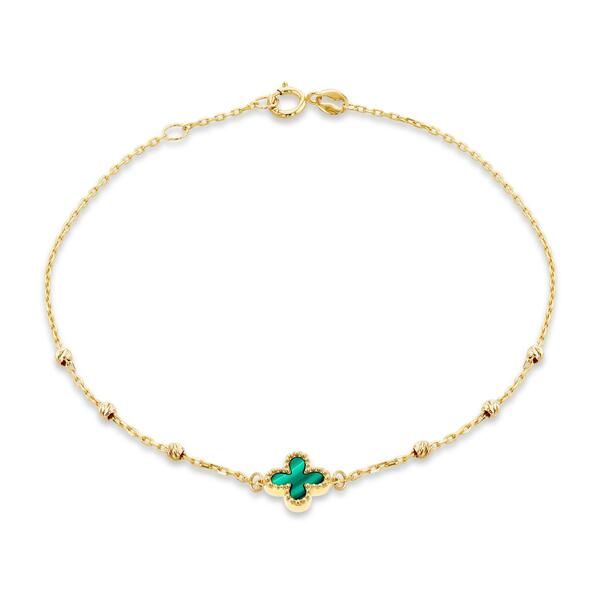 ビー ユー レディース アクセサリー ブレスレット・バングル・アンクレット Be You 9ct Gold Malachite Clover Ball Bracelet Yellow Gold イエロ