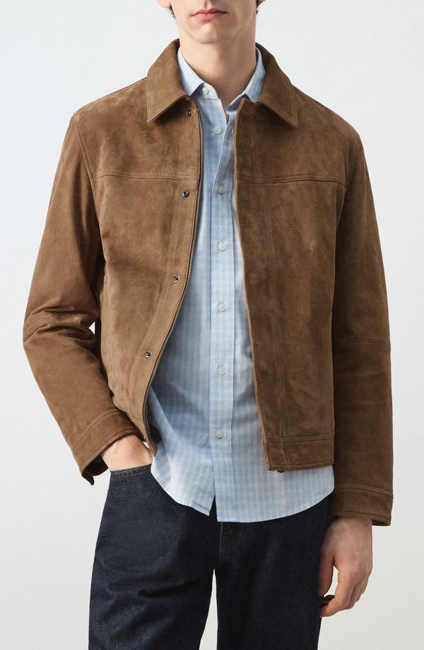 マンゴ メンズ アウター コート スエード ジャケット MANGO Suede Jacket COGNAC