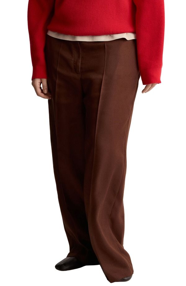 マンゴ レディース ボトムス カジュアルパンツ ワイドレッグ ハイウエスト MANGO High Waist Wide Leg Pants BURNT ORANGE オレンジ