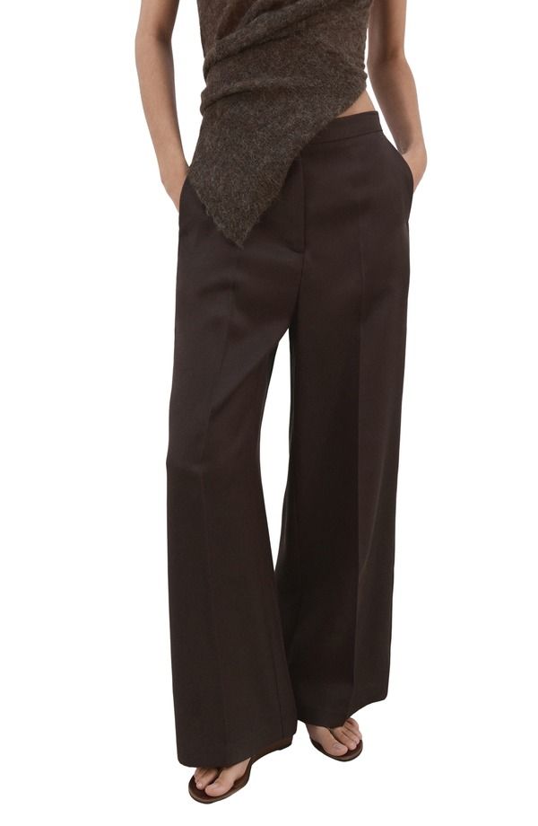 マンゴ レディース ボトムス カジュアルパンツ ワイドレッグ ハイウエスト MANGO High Waist Wide Leg Pants CHOCOLATE チョコレート 17,985円