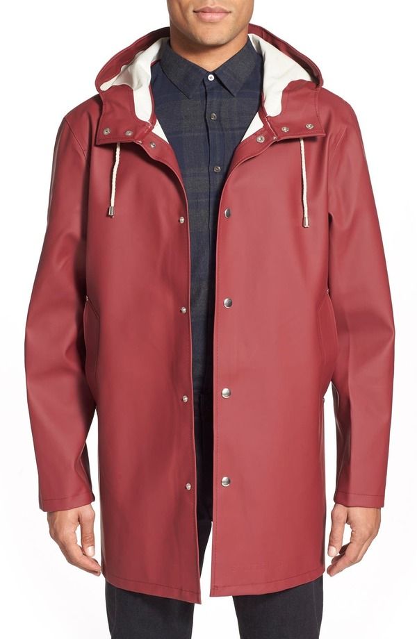 ストゥッテルハイム メンズ アウター コート Stutterheim Stockholm Long Sleeve Hooded Raincoat BURGUNDY バーガンディ
