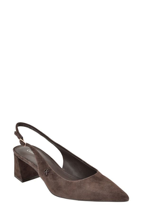 カルバンクライン レディース シューズ パンプス Calvin Klein Sarra Slingback Pointed Toe Pump DARK BROWN ブラウン