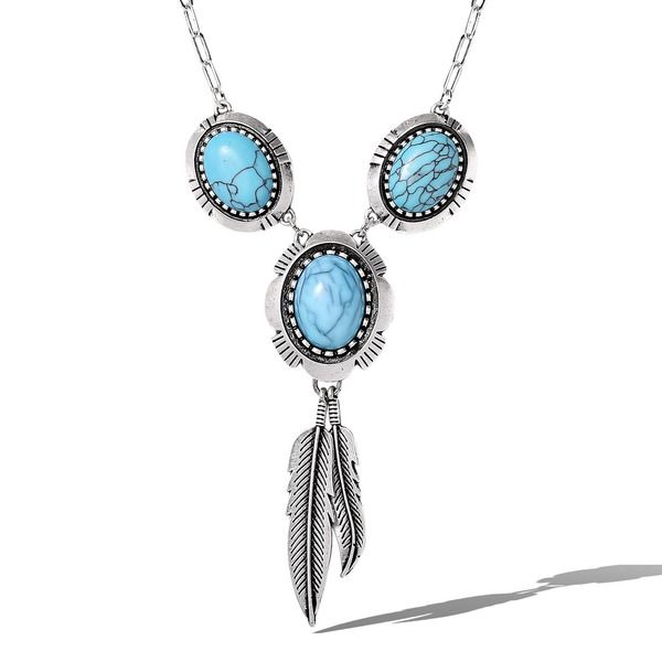 ジェシカシンプソン レディース アクセサリー ネックレス・チョーカー レース Jessica Simpson Feathers and Turquoise Necklace Antique Silve