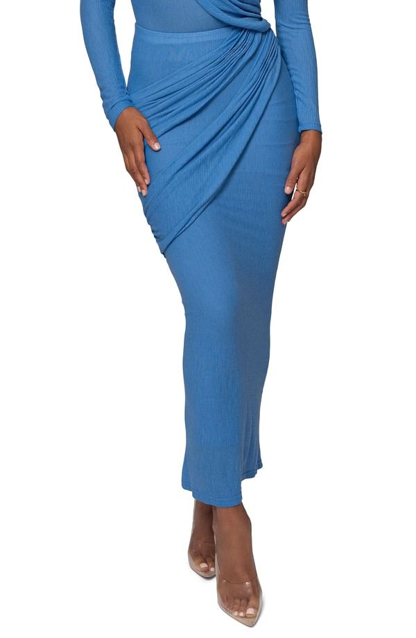 ジェイラックスレーベル レディース ボトムスカート マキシ JLUXLABEL Paradise Hills Maxi Skirt BLUE ブルー