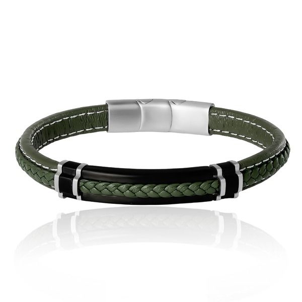 ラッキーブランド メンズ アクセサリー ブレスレット・バングル・アンクレット Lucky Brand Mens Braided Bracelet Olive Green with Black Bar