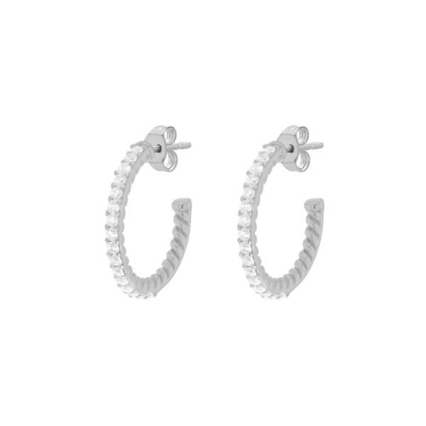ビー ユー レディース アクセサリー ピアス・イヤリング Be You Sterling Silver CZ HalfHoop silver シルバー