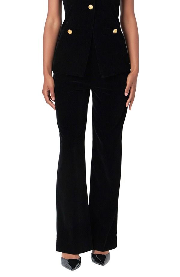 エンドレスローズ レディース ボトムス カジュアルパンツ ワイドレッグ ハイウエスト ベルベット Endless Rose High Waist Wide Leg Velvet Pants BLACK