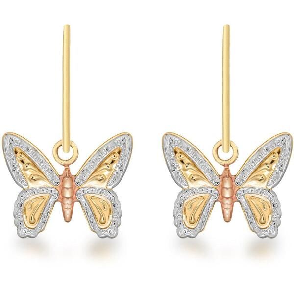 ビー ユー レディース アクセサリー ピアス・イヤリング Be You 9ct Gold 3Colour Butterfly Drop Earrings 2Tone ゴールド