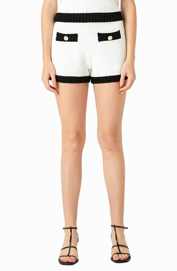 エンドレスローズ レディース ボトムス ハーフパンツ・ショーツ ショートパンツ コントラスト ニット Endless Rose Contrastrim Knit Shorts IVORY BLACK 17,870円