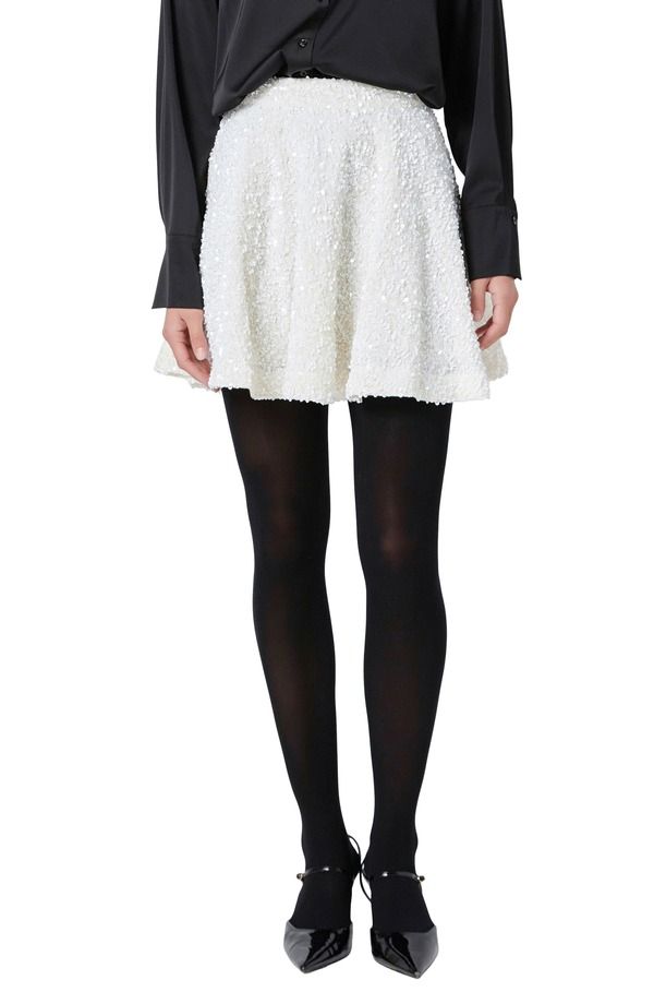 エンドレスローズ レディース ボトムスカート ミニ スパンコール Endless Rosequin Flare Miniskirt IVORY アイボリー