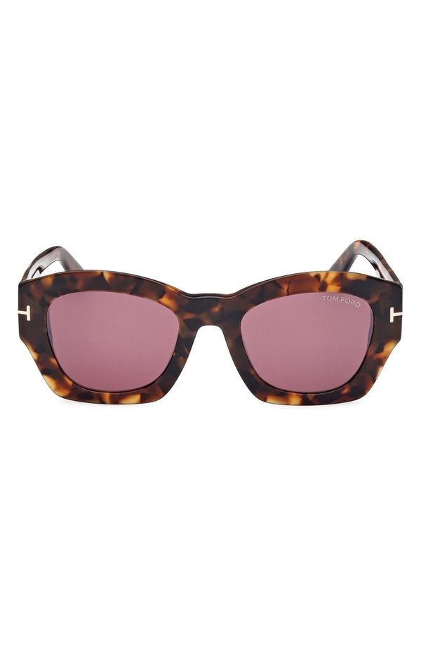トム・フォード レディース アクセサリー サングラス・アイウェア TOM FORD Guilliana 52mm Geometric SunglassesHINY DARK HAVANA BORDEA