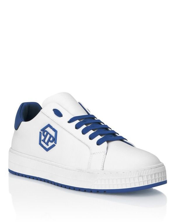 フィリッププレイン レディース シューズ スニーカー PHILIPPLEIN Sneakers Neon Rock LowTop Unisex Unisex whitemiddle blue ホワイト