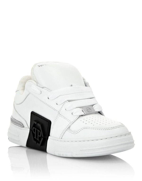 フィリッププレイン レディース シューズ スニーカー ロゴ PHILIPPLEIN Super Street LoTop Sneakers Hexagon Logo Unisex Unisex whi