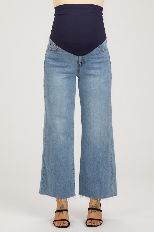 ピンクブラッシュ レディース ボトムス デニムパンツ ワイドレッグ マタニティ ジーンズ PinkBlush Wide Leg Raw Hematernity Jeans Maternity Blue 17,486円