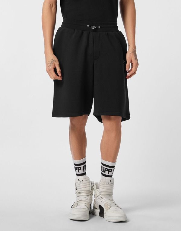 フィリッププレイン メンズ ボトムス ハーフパンツ・ショーツ ショートパンツ PHILIPPLEIN Jogging Shorts Placca Men black ブラック