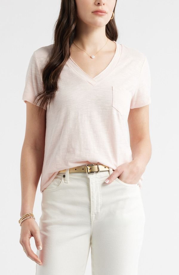 キャスロン レディース トップス Tシャツ Vネック コットン Caslon Cotton Modal VNeck TShirt PINK FRESCO ピンク