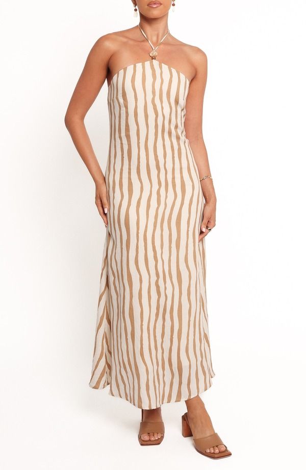 ペタルアンドパップ レディース トップス ワンピース マキシ ホルター Petal Pup Kim Halter Maxi Dress TAN STRIPE タン 18,855円