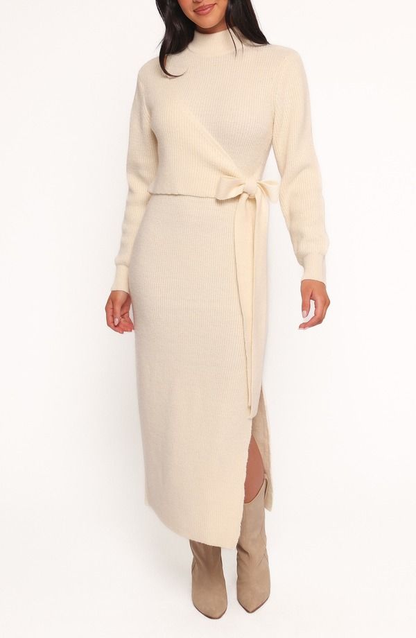 ペタルアンドパップ レディース トップス ワンピース ニット Petal Pup Aerin Long Sleeve Knit Dress CREAM クリーム
