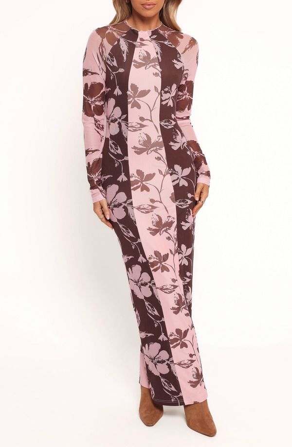 ペタルアンドパップ レディース トップス ワンピース マキシ Petal Pup Bellatrix Long Sleeve BodyCon Maxi Dress PINK BROWN FLORAL 17,836円