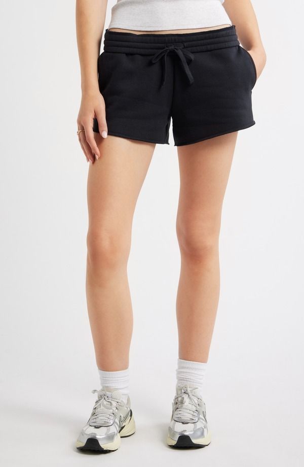 ビーピー レディース ボトムス ハーフパンツ・ショーツ ミニ ショートパンツ フリース BP Foldover Fleece Mini Sweat Shorts BLACK JET ブラック