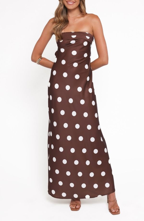 ペタルアンドパップ レディース トップス ワンピース カットアウト ストラップレス マキシ Petal Pup Remmie Cutout Strapless Maxi Dress BROWN POL