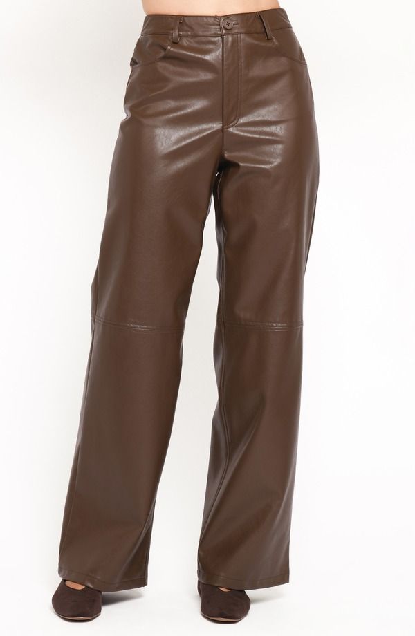 ペタルアンドパップ レディース ボトムス レギンストレート ハイウエスト パンツ レザー フェイクレザー Petal Pup Emer High Waistraight Leg Faux Leathe