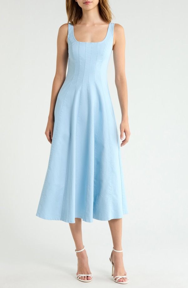 ペタルアンドパップ レディース トップス ワンピース ミディ Petal Pup Una Fit Flare Midi Dress BLUE ブルー