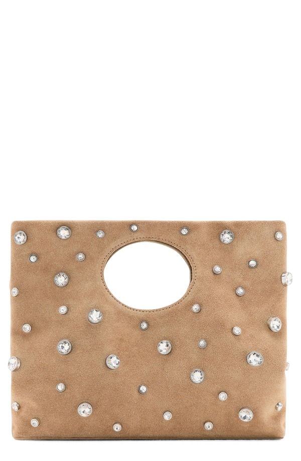 マンゴ レディース バッグ スエード MANGO Suede Studded Top Handle Bag BEIGE ベージュ