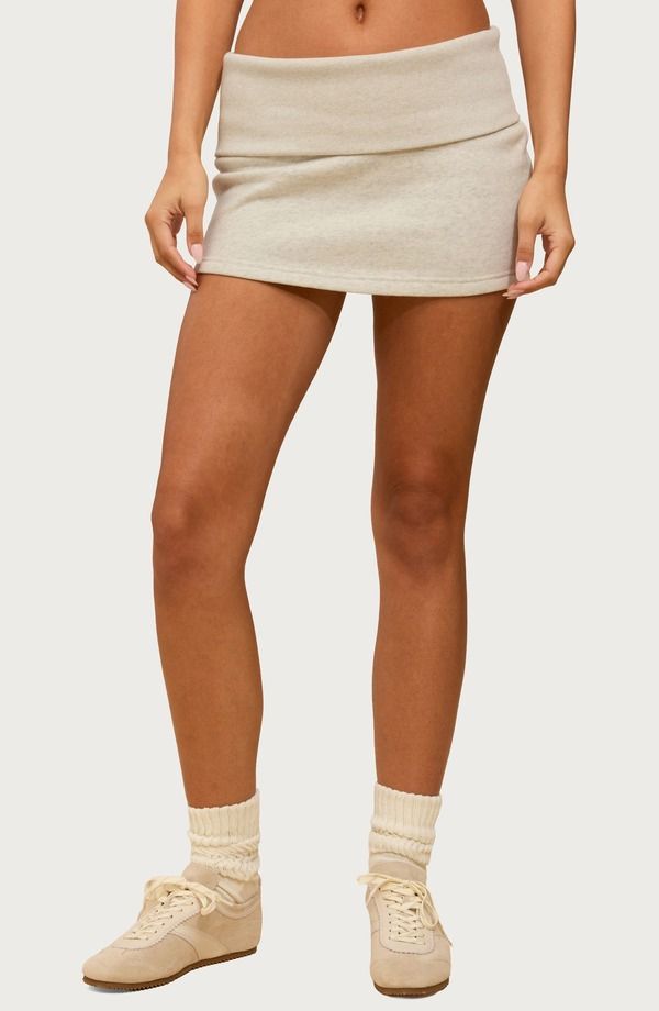 アディクテッド レディース ボトムスカート ミニ フリース EDIKTED Nayel Foldover Fleece Miniskirt GRAYMELANGE グレー 7,584円