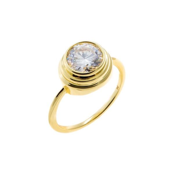 バイ アディナ エデン レディース アクセサリー 指輪 BY ADINA EDEN Moissanite Double Bezel Round Rin gold ゴールド