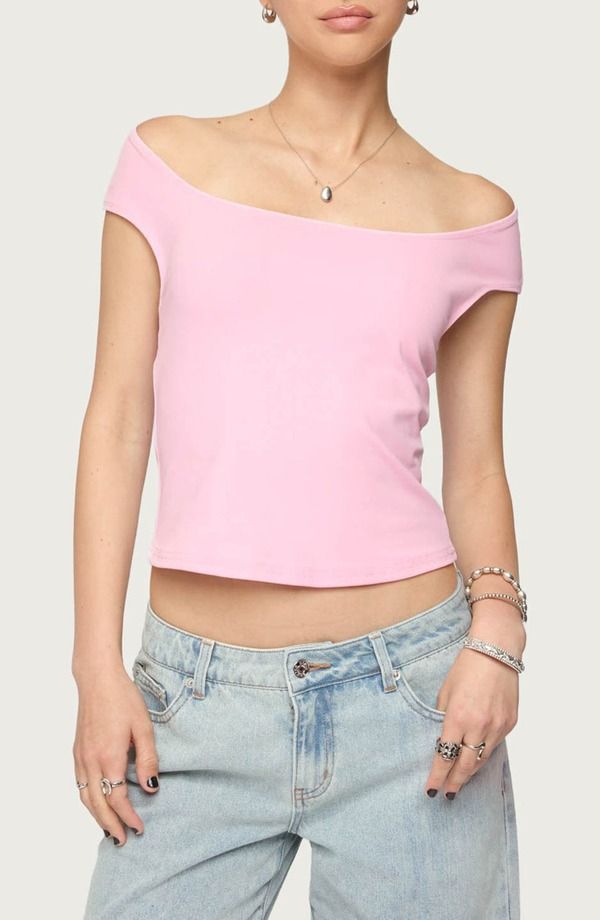アディクテッド レディース トップス シャツ カットアウト EDIKTED Mikkey Cutout Off the Shoulder Top LIGHTPINK ピンク 7,186円