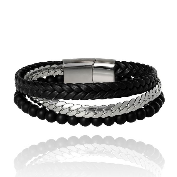 ラッキーブランド メンズ アクセサリー ブレスレット・バングル・アンクレット Lucky Brand Mens 3Row Chain Bead Bracelet Black Magneticlasp 19,110円