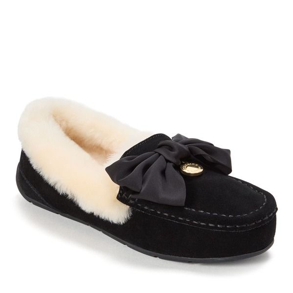 ディアフォームズ レディース シューズ サンダル Dearfoams Fireside Mel Dream Bow Moccasin Slippers Women Black ブラック