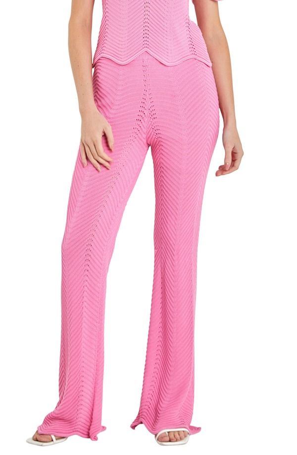 イングリッシュファクトリー レディース ボトムス レギンス パンツ ニット English Factory Wavy Knit Pants PINK ピンク