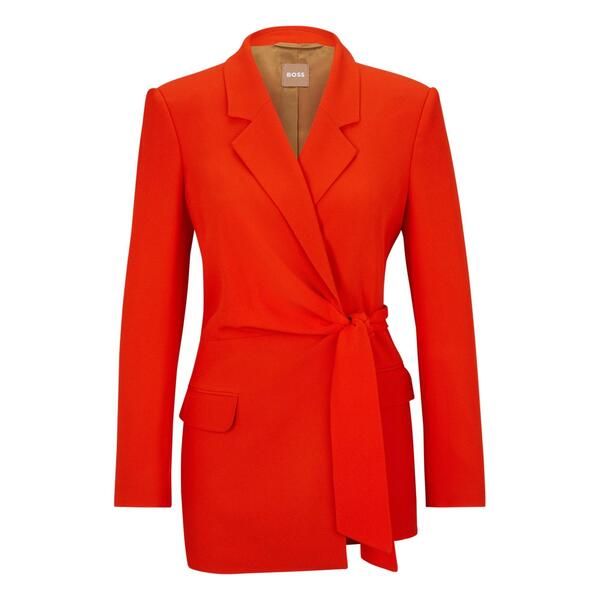 ボス レディース アウター ジャケット・ブルゾン ブレザー Boss Womens Jawana Tailo red Wrap Viscose Long Sleeve Blazer Bright Or